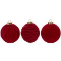 Samtige Weihnachtskugeln Kunststoff Weinrot 8cm 12 Stück | Floristik21.de
