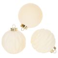 Floristik21 Weihnachtskugel-Set Kunststoff Cremeweiß Strukturiert 8cm 12 Stück