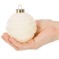 Weihnachtskugel-Set Kunststoff Cremeweiß Strukturiert 8cm 12 Stück | Floristik21.de