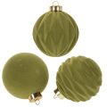 Floristik21 Christbaumkugeln Kunststoff Moosgrün Samtoptik Struktur-Mix Ø 8 cm 12 Stück