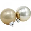 Christbaumkugel-Mix, Weihnachtsdeko, Mini-Baumschmuck Weiß/Perlmutt H4,5cm Ø4cm Echtglas 24 St | Floristik21.de