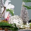 Weihnachtskugeln mit Rautenmuster Silber matt, glänzend Ø8cm 2St
