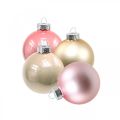 Floristik21 Weihnachtskugeln Glas Ø4cm Rosa, Creme Mix H4,5cm 24St