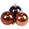 Floristik21 Weihnachtskugeln Glas Braun Mix Baumkugeln Glanz Ø7,5cm 12St