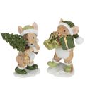 Floristik21 Handbemalte Weihnachtsdeko Mäuse Set aus Polyresin – Niedliche Figuren mit Baum und Geschenken