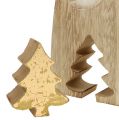 Floristik21 Weihnachtsmann Holz mit Tanne Gold 17cm