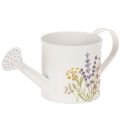 Floristik21 Weiße Metall Gießkanne mit Blumenmotiv 13,5cm Deko Pflanzkanne