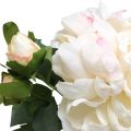 Floristik21 Weiße Rosen Kunstblumen Rose groß mit drei Knospen 57cm