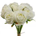 Floristik21 Weiße Rosen Seidenblumen Kunstrosen im Bund H28cm 7St