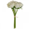 Floristik21 Weiße Rosen Seidenblumen Kunstrosen im Bund H28cm 7St