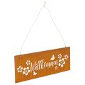 Floristik21 Willkommensschild Metallschild Edelrost Blumen 40x15cm