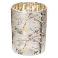Floristik21 Windlicht Glas 12cm Zweigdesign Gold Innenseite