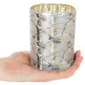 Windlicht Glas 12cm Zweigdesign Gold Innenseite | Floristik21.de