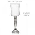 Floristik21 Windlicht Glas Kerzenglas Antik Optik Klar, Silber Ø11,5cm H34,5cm