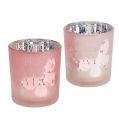 Floristik21 Windlicht Glas Rosa Ø7,5cm H8cm 4St