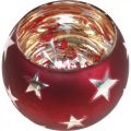 Floristik21 Windlicht Glas Teelichtglas mit Sternen Rot Ø9cm H7cm