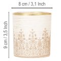 Windlicht Glas Teelichthalter Blumenmuster Ø8cm H9cm 2St | Floristik21.de