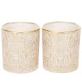 Floristik21 Windlicht Glas Teelichthalter Paisley Muster Ø8cm H9cm 2St