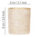 Windlicht Glas Teelichthalter Paisley Muster Ø8cm H9cm 2St | Floristik21.de
