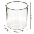 Rundes Windlichtglas 12 cm, klares Glas, Set mit 2 Stück, vielseitig einsetzbar | Floristik21.de
