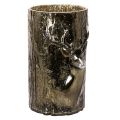 Floristik21 Windlicht Glas Hirschkopf Baumrelief 26cm Grünbraun Innenbereich
