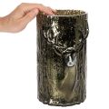 Windlicht Glas Hirschkopf Baumrelief 26cm Grünbraun Innenbereich | Floristik21.de