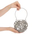 Windlicht Metall Hängedeko Deko Laterne Grau Ø14cm H13cm | Floristik21.de