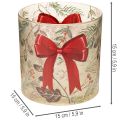 Windlicht Glas 15cm mit roter Schleife und Winterzweigen | Floristik21.de