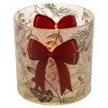Windlicht Glas 15cm mit roter