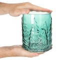 Windlicht Glas Türkisgrün Relief Tannen 16cm | Floristik21.de