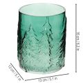 Windlicht Glas Türkisgrün Relief Tannen 16cm | Floristik21.de