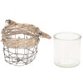 Windlicht Teelichthalter Glas Metall Weide 10,5cm 3er Set | Floristik21.de