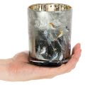 Kerzenglas aus Glas mit Vogelmotiv und glänzender Innenseite, 12 cm, für Innenbereiche | Floristik21.de