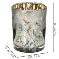 Kerzenglas aus Glas mit Vogelmotiv und glänzender Innenseite, 12 cm, für Innenbereiche | Floristik21.de