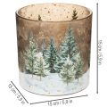 Teelichthalter aus Glas mit Tannen-Motiv, 15 cm, mehrfarbig | Floristik21.de