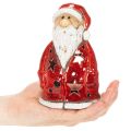 Nikolaus Teelichthalter Keramik 15cm rot mit Sternen für Tischdekoration | Floristik21.de