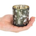 Glas-Windlicht mit Tannenzweig-Motiv 8cm Gold-Innenseite 2er-Set | Floristik21.de