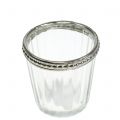 Floristik21 Teelichtglas Antik mit Metallrand  Ø6cm H6cm 4St