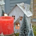 Floristik21 Windlicht Haus Metall, Shabby Chic, Weihnachtsdeko, Weiß gewaschen, Antik-Look H14,5cm