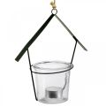 Floristik21 Windlicht Haus, Teelichthalter zum Hängen, Metalldeko, Glas H21,5cm 2St
