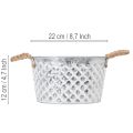 Zinkschale Dekoschale Metall mit Seilgriff Ø22cm H12cm | Floristik21.de