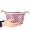 Zinkschale Raute mit Seilgriffen Violett weiß gewaschen Ø24,5cm H14cm | Floristik21.de