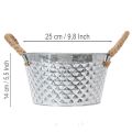 Zinkschale rund mit Seilgriffen Ø25cm H14cm | Floristik21.de