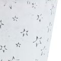 Floristik21 Zinktopf mit Sternen Ø14cm H12cm Weiß gewaschen 4St