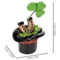Glücksfiguren-Set Kleeblatt und Käfer im Zylinder, 7 cm, 3 Stück, Kunststoff, Schwarz/Grün/Rot | Floristik21.de