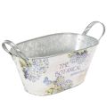 Floristik21 Blumenschale mit Griffen oval Metall Hortensien 32×15×15cm