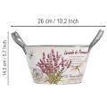 Blumenschale mit Griffen oval Metall Lavendel 26×13×14,5cm | Floristik21.de