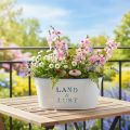 Blumenschale oval Pflanztopf Metall Weiß, Blau 26×17×12cm | Floristik21.de