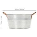 Blumenschale rund mit Griffen Metall Schale Ø17,5cm H9cm | Floristik21.de