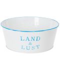 Floristik21 Blumenschale rund Pflanztopf Weiß Übertopf Metall 25×10cm
